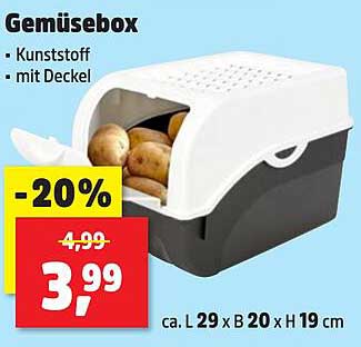 Gemüsebox mit Deckel aus Kunststoff - 20% Rabatt