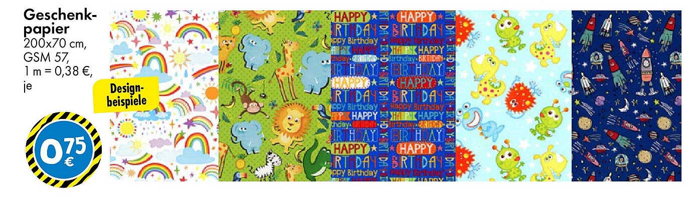 Geschenkpapier 200x70 cm, GSM 57 - nur 0,75 €