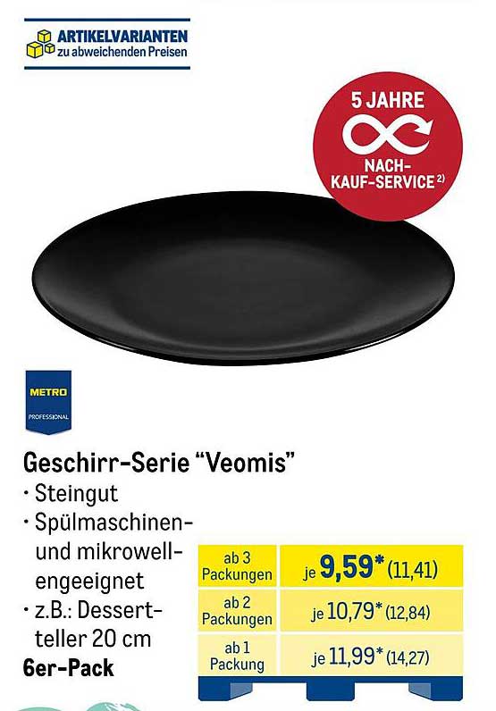 Geschirr-Serie 'Veomis' – Dessertteller 20 cm, 6er-Pack