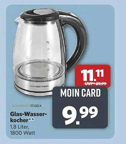 Glas-Wasserkocher 1,8 Liter, 1800 Watt
