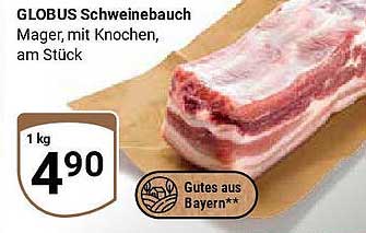 GLOBUS Schweinebauch Mager, mit Knochen, am Stück