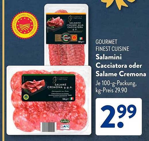 GOURMET Finest Cuisine Salamini Cacciatora oder Salame Cremona