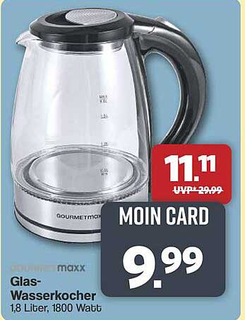 Gourmetmaxx Glas-Wasserkocher 1,8 Liter, 1800 Watt