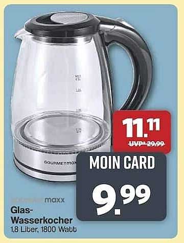 Gourmetmaxx Glas-Wasserkocher 1,8 Liter, 1800 Watt
