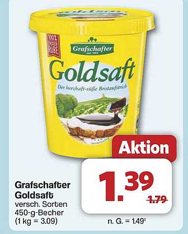 Grafschafter Goldsaft - versch. Sorten 450-g-Becher