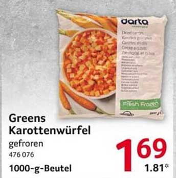 Greens Karottenwürfel gefroren 1000-g-Beutel