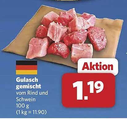 Gulasch gemischt vom Rind und Schwein