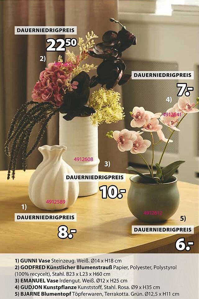 GUNNI Vase Steinzzeug Weiß Ø14 x H18 cm