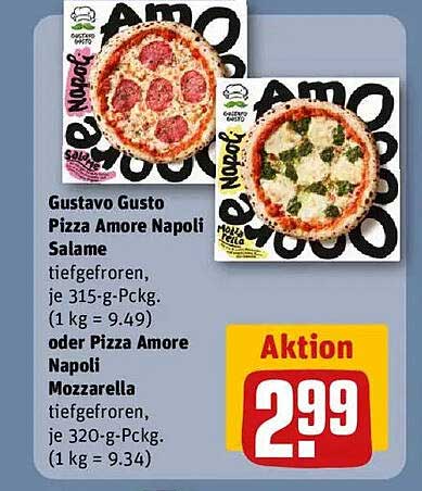 Gustavo Gusto Pizza Amore Napoli Salame oder Mozzarella