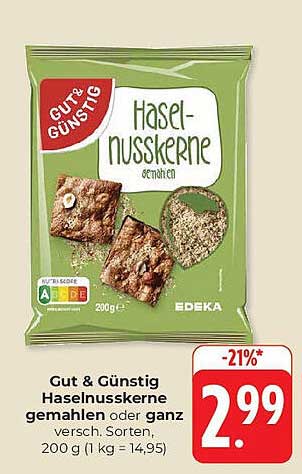 Gut & Günstig Haselnusskerne gemahlen oder ganz