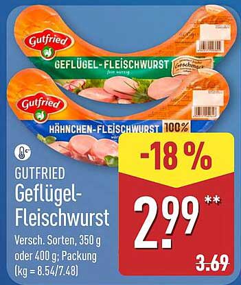 GUTFRIED Geflügel-Fleischwurst 350 g oder 400 g, verschiedene Sorten