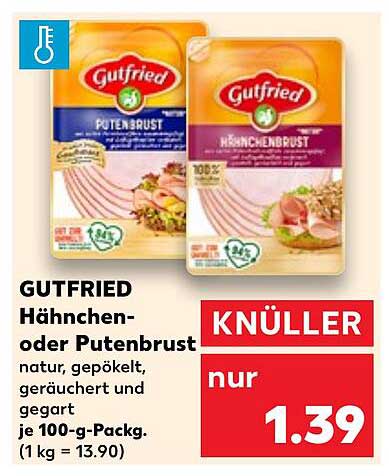 GUTFRIED Hähnchen- oder Putenbrust - natur, gepökelt, geräuchert und gegart