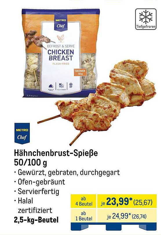 Hähnchenbrust-Spieße 50/100 g