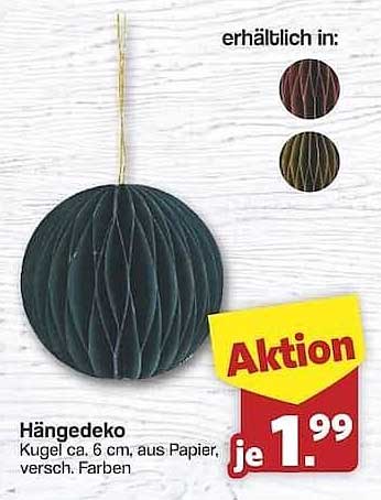 Hängedeko Kugel – in verschiedenen Farben für 1,99 €