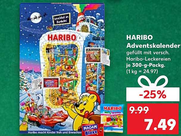 HARIBO Adventskalender gefüllt mit versch. Haribo-Leckereien je 300-g-Pack.