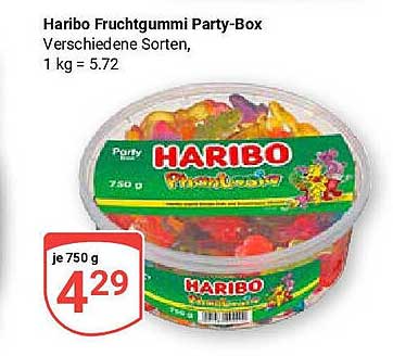Haribo Fruchtgummi Party-Box, verschiedene Sorten, 750 g