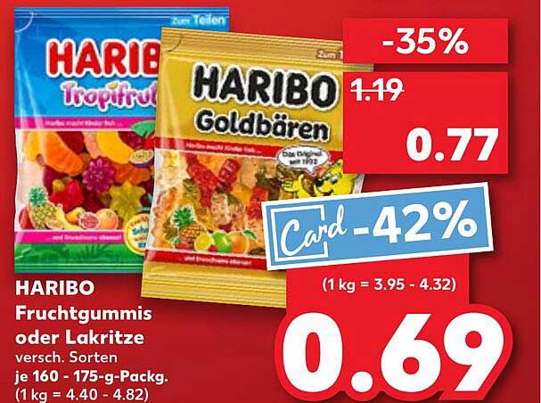 HARIBO Fruchtgummis oder Lakritz - Verschiedene Sorten