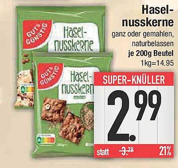Haselnüsse ganz oder gemahlen, naturbelassen je 200g Beutel