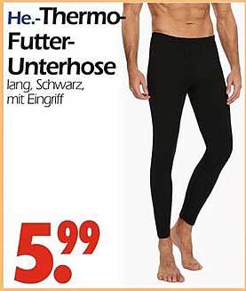 He.-Thermo-Futter-Unterhose lang, Schwarz, mit Eingriff