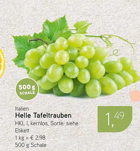 Helle Tafeltrauben 500 g Schale