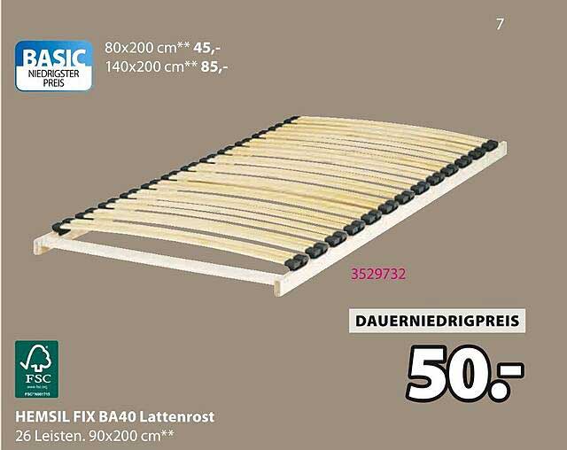 HEMSIL FIX BA40 Lattenrost 90x200 cm