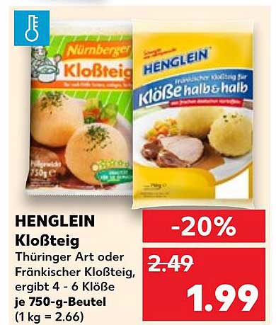 HENGLEIN Kloßteig Thüringer Art oder Fränkischer Kloßteig 750 g