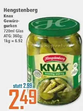 Hengstenberg Knax Gewürzgurken 720ml Glas
