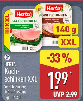 HERTA Kochschinken XXL, 140 g - Verschiedene Sorten