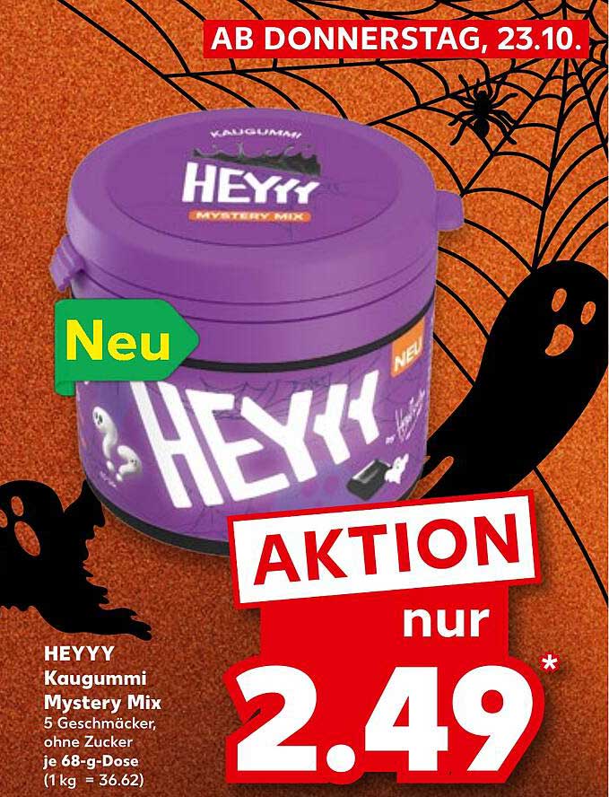 HEYYY Kaugummi Mystery Mix, 5 Geschmäcker, ohne Zucker, je 68-g-Dose