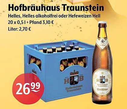 Hofbräuhaus Traunstein - Helles, Helles alkoholfrei oder Hefeweizen Hell 20 x 0,5 l
