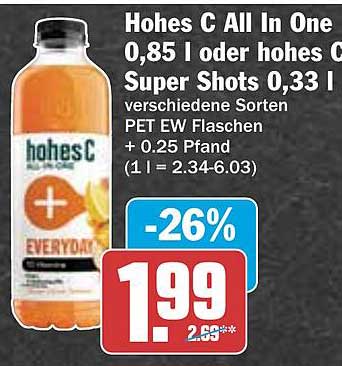 Hohes C All In One 0,85 l oder Hohes C Super Shots 0,33 l - verschiedene Sorten