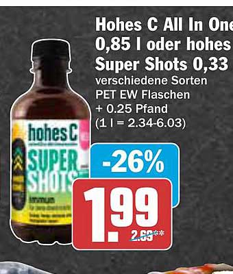 Hohes C All In One Super Shots 0,85 l oder Super Shots 0,33 l - verschiedene Sorten