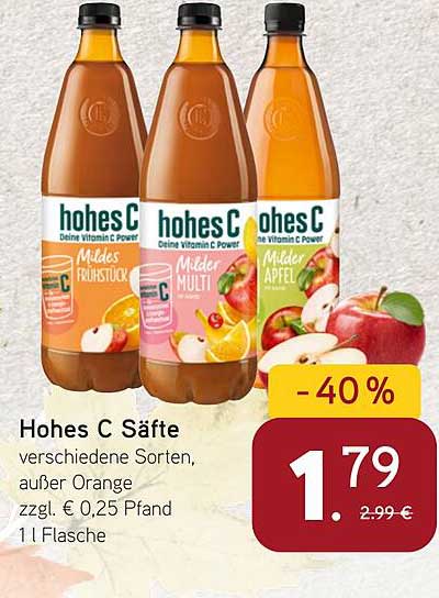 Hohes C Säfte - verschiedene Sorten, außer Orange