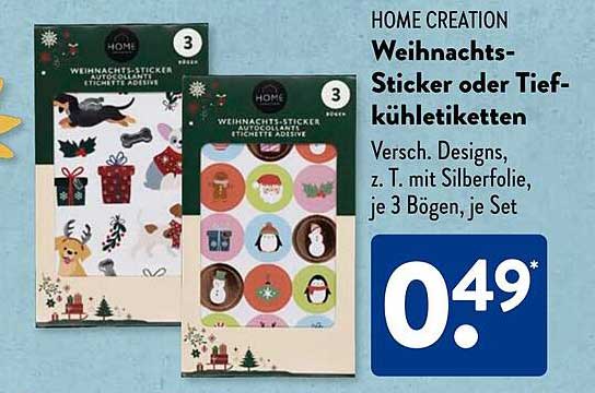 HOME CREATION Weihnachts-Sticker oder Tiefkühl-Etiketten