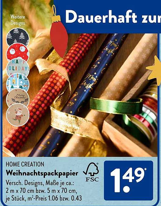 HOME CREATION Weihnachtspackpapier