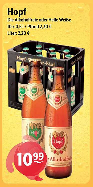Hopf – Die Alkoholfreie oder Helle Weiße 10 x 0,5 l