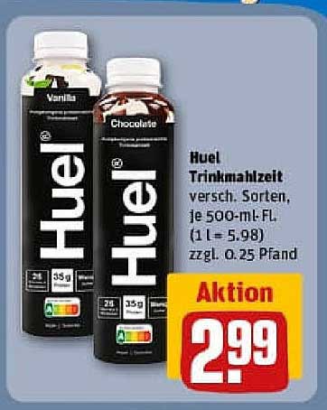 Huel Trinkmahlzeit, verschiedene Sorten, je 500-ml-Fl.
