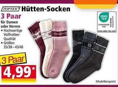 Hütten-Socken 3 Paar für Damen oder Herren