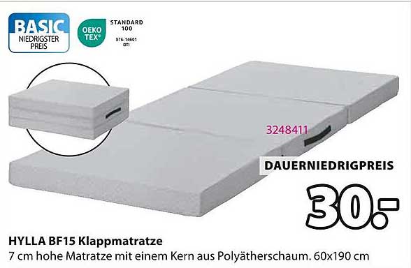 HYLLA BF15 Klappmatratze 60x190 cm