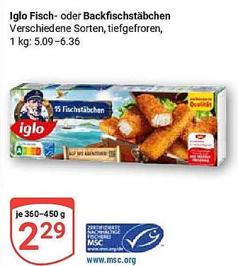 Iglo Fisch- oder Backfischstäbchen, je 360-450 g