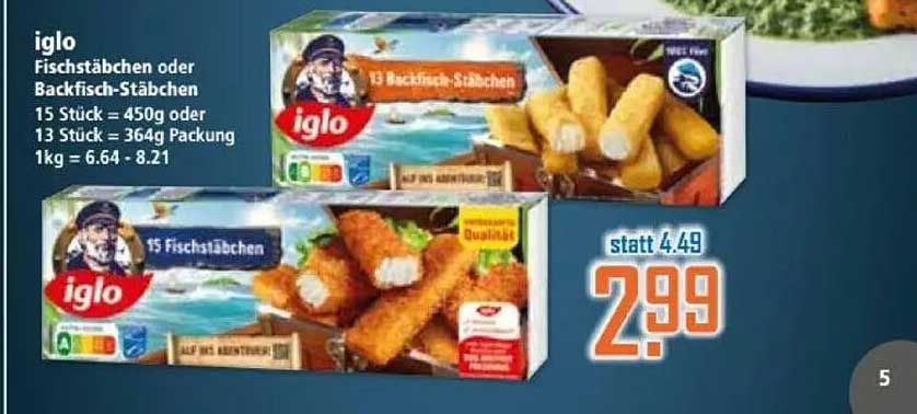 Iglo Fischstäbchen oder Backfisch-Stäbchen