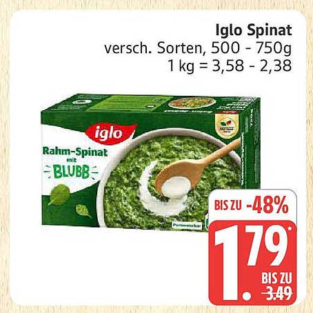 Iglo Rahm-Spinat, verschiedene Sorten, 500 - 750g