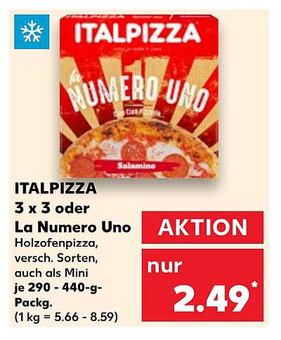 ITALPIZZA 3 x 3 oder La Numero Uno Holzofenpizza, verschiedene Sorten