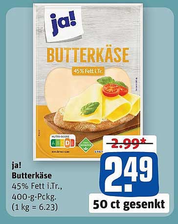 ja! Butterkäse 45% Fett i.Tr., 400-g-Pckg.