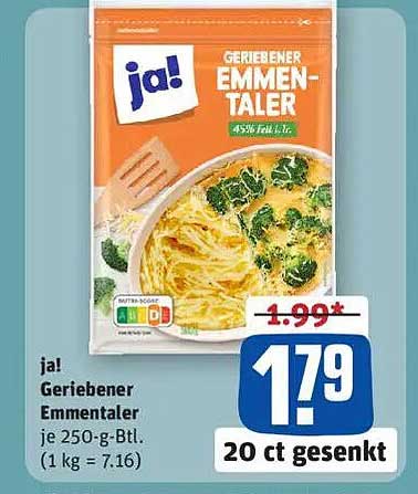 ja! Geriebener Emmentaler 250 g