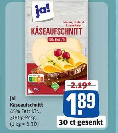 ja! Käseaufschnitt 45% Fett i.Tr., 300-g-Pckg.