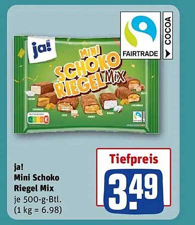 ja! Mini Schoko Riegel Mix je 500-g-Btl.