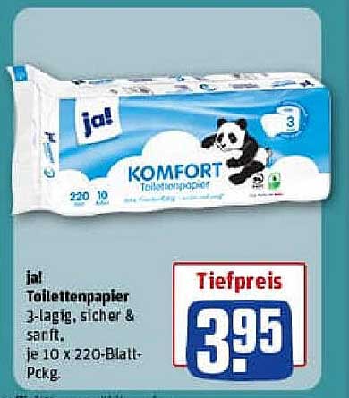 ja! Toilettenpapier 3-lagig, sicher & sanft
