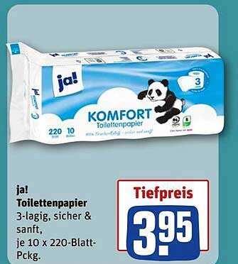 ja! Toilettenpapier 3-lagig, sicher & sanft