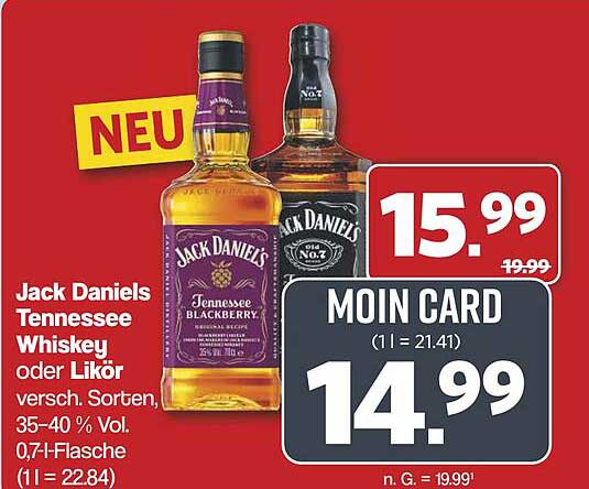 Jack Daniel's Tennessee Whiskey oder Likör, verschiedene Sorten, 0,7 l-Flasche